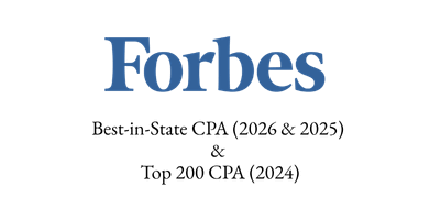 Forbes Best-in-State CPA awards for 2026 and 2025 and Top 200 CPA in the United States for 2024